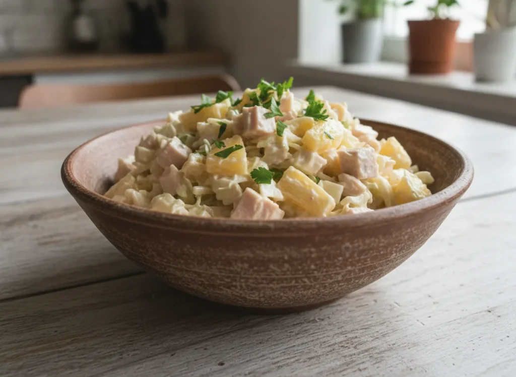 Перемешанный (не слоёный) майонезный салат из трёх компонент — главный